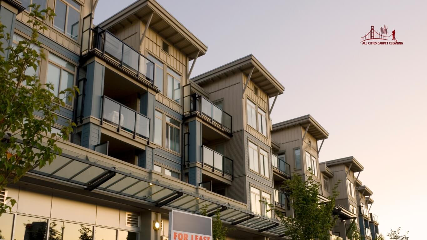 Professional carpet cleaning service for rental property in San Mateo - property management carpet maintenance in progress